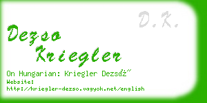 dezso kriegler business card